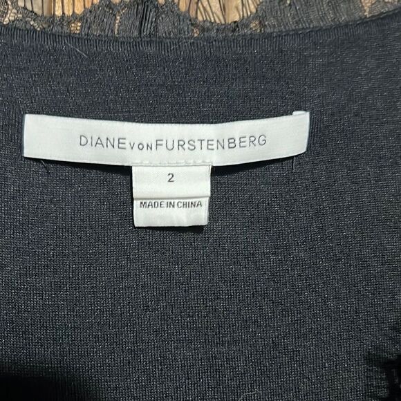 Diane von Furstenberg dress sheath black lace lined sheer  2 FIRM on PRICE - Picture 2 of 9